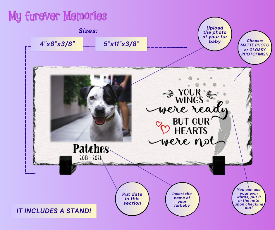Personalized Dog Memorial Plaque   Your wings were but our hearts were not  Personalized Picture Keepsake