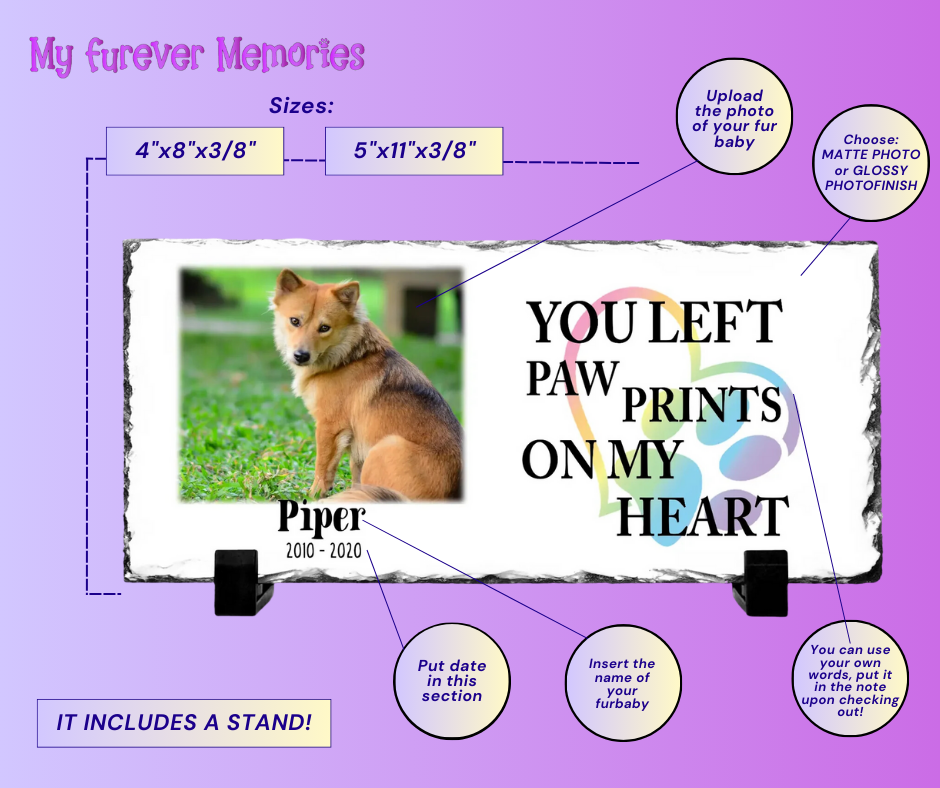 Personalized Dog Memorial   You left paw prints on my heart  Personalized Picture Keepsake