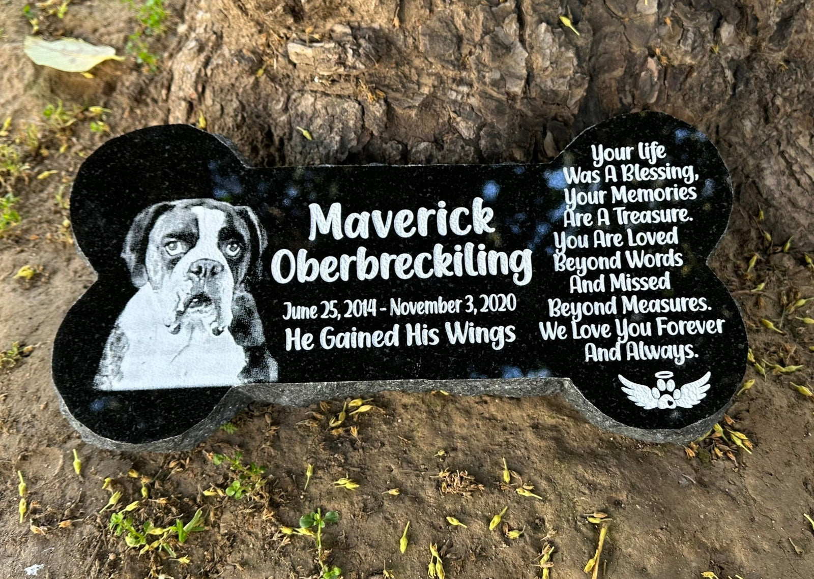 Bone shape pet loss marker pet memorial granite stone 