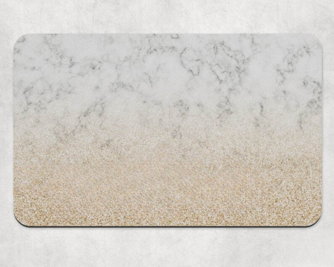 Gray Marble Light Gold glitter Dog Mat