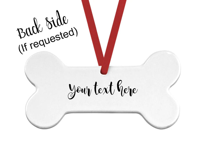 Optional personalized backside of Christmas dog bone ornament