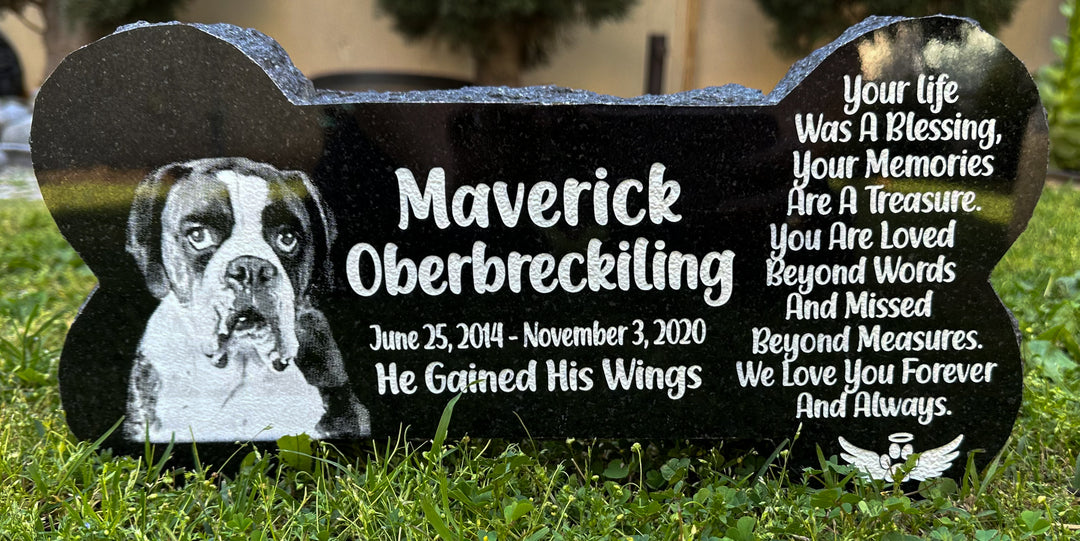 Bone Shape Outdoor Pet Marker Granite Your Life Was a Blessing