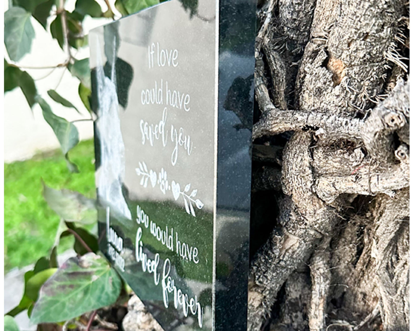 Outdoor Personalized Dog Memorial Plaque Black Granite keepsake stone