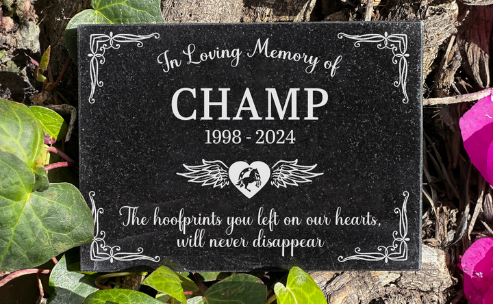 In Loving Memory Horse Grave Plaque Marble Marker, Pet headstones, Custom Outdoor Engraved Horse Stone In Loving Memory