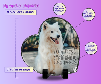 Pet loss Gift table-top personalized Dog Memorial Stone Photo Heart Shape Slate  My Angel Has Paws Picture Keepsake