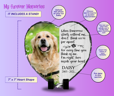 Pet Sympathy Gifts Personalized Dog Memorial Plaque Heart Shape Slate   When Tomorrow Starts Without me Personalized Picture Keepsake
