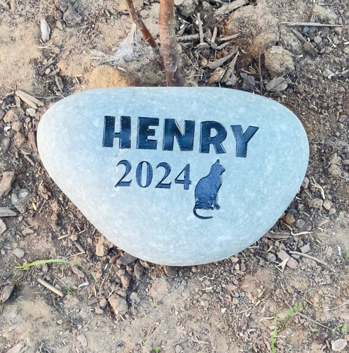 Engraved River rock headstones Grave Marker Custom Engraved Pet Memorial stone