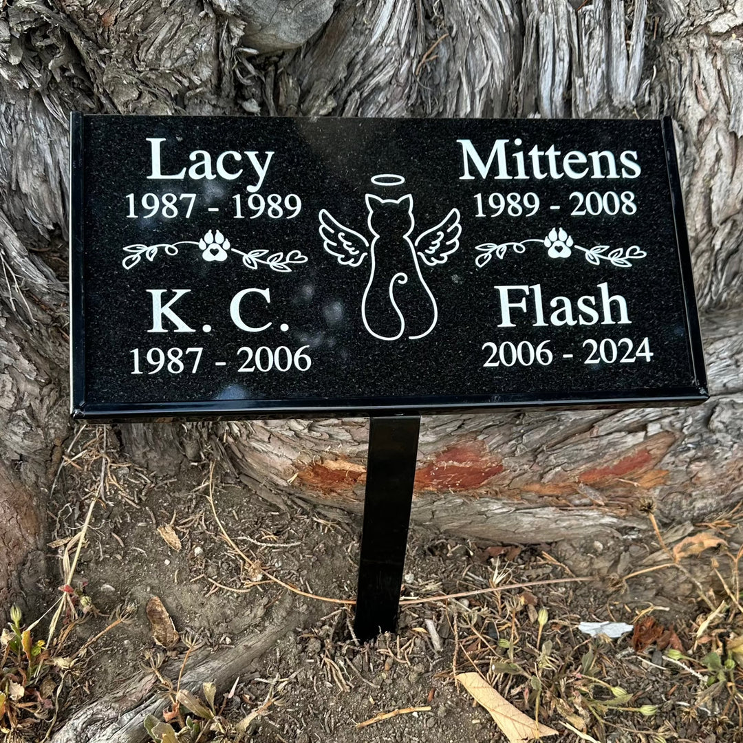 Custom cat memorial plaque for customer with 4 cags