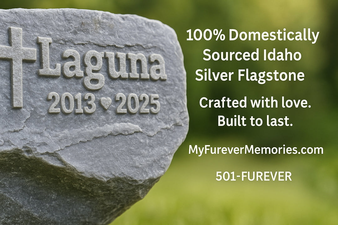 Custom Engraved Natural Stone Pet Memorial – Idaho Silver