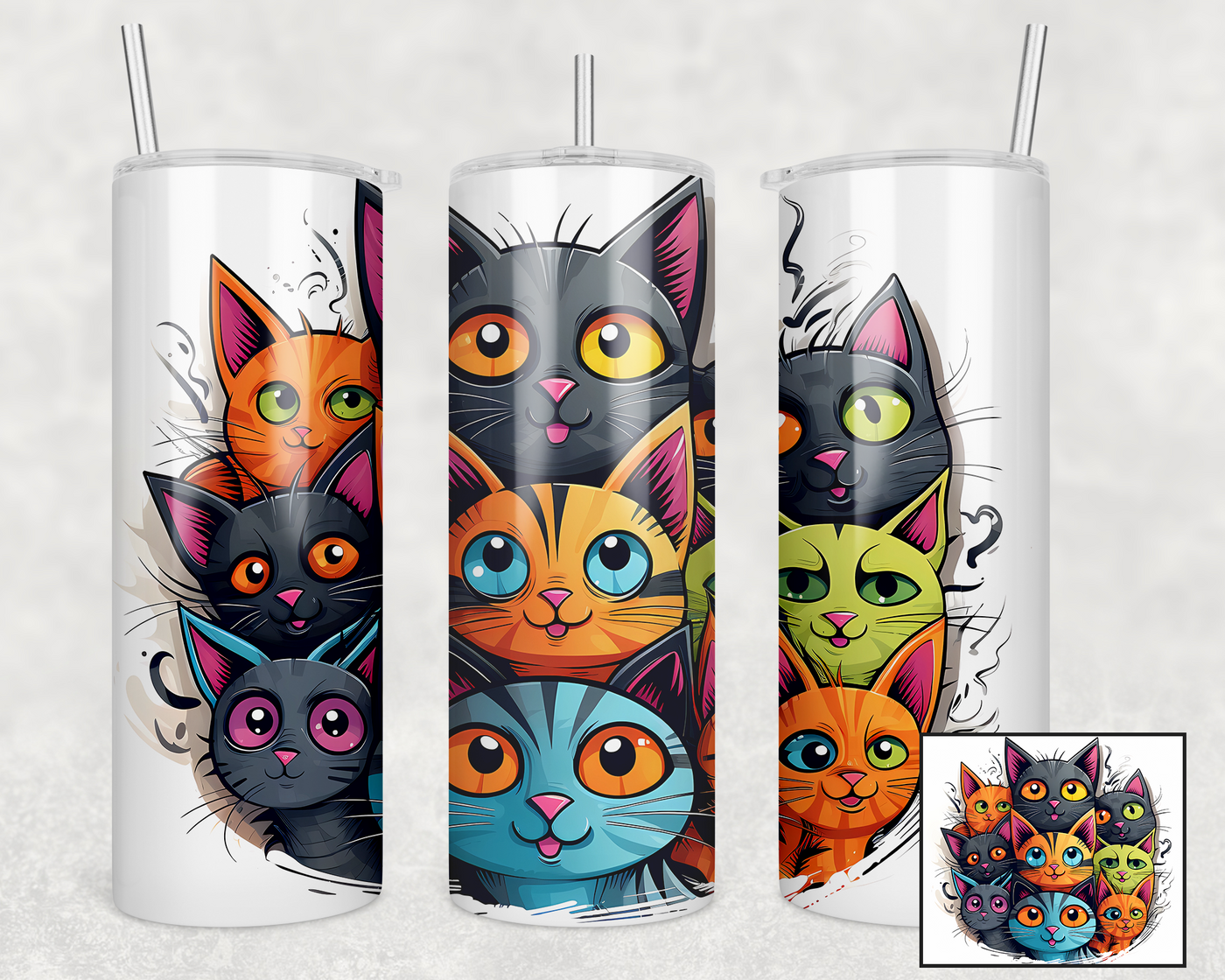 Kaleidoscope of Cats 20oz Tumbler - Playful & Colorful Feline Friends Insulated Mug 🐈🎨