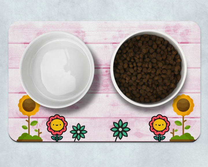 Pink Garden Pet Placemat Pet Food  Custom Placemat - High-Quality Personalized Memorials