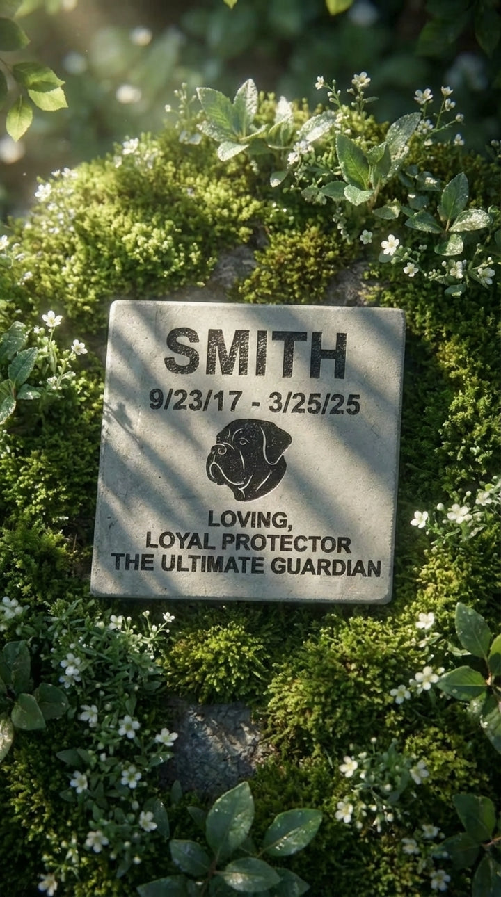 Engraved Gray Paver Headstones Grave Marker Custom Engraved Pet Memorial stone