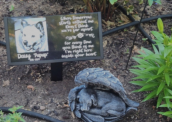 Personalized Granite Pet Memorial Plaque Outdoor Stake - When Tomorrow Starts Without Me