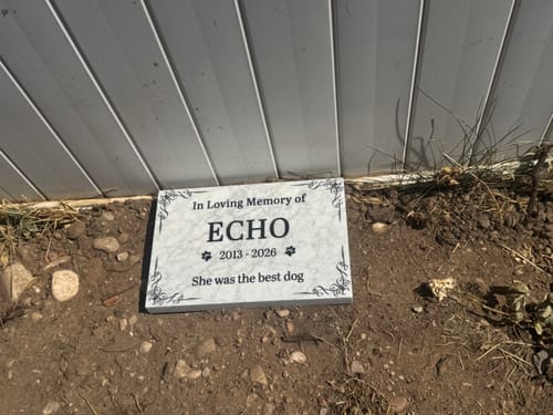 Customer white marble outdoor pet memorial