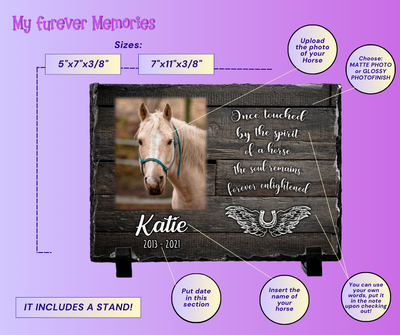 Personalized Horse Memorial Plaque   Once Touched by the Spirit of a horse personalized plaque