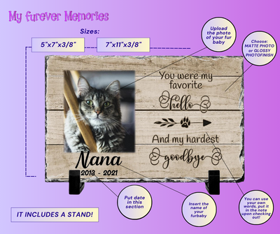 Personalized Cat Memorial Plaque You Were My Favorite Hello and My Hardest Goodbye Personalized Keepsake