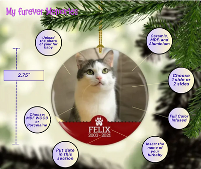 Personalized Cat Memorial Christmas Ornament  Personalized Picture Keepsake