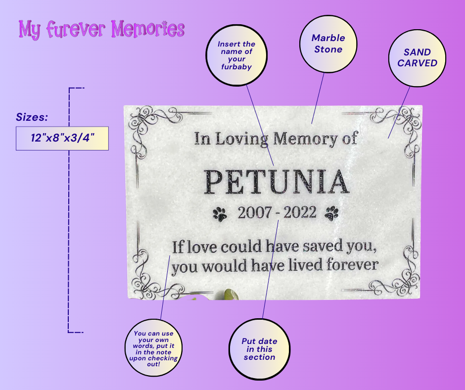 Pet Grave Plaque Marble Marker, Pet headstones, Custom Outdoor Engraved Pet Stone In Loving Memory