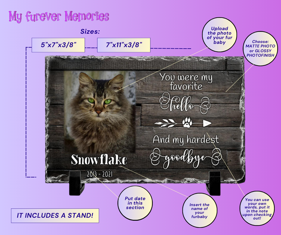 Custom Pet Memorial Rainbow Bridge Stone - Personalized Dog Rock Slate  Picture Frame with Photo Text for Pet Loss Tribute Slate Plaque, Customized