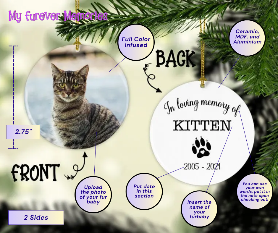 Personalized Cat Memorial Ornament Christmas Ornament In Loving