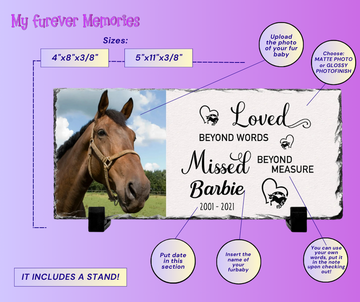 Personalized Horse Memorial Plaque   Loved Beyond Words Missed Beyond Measure  Personalized Picture Keepsake