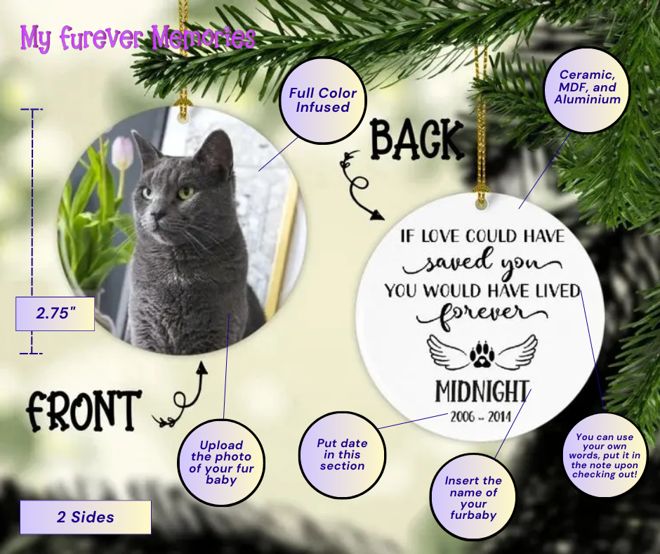 Personalized Cat Memorial  If Love could have saved you, you would have lived forever Personalized Picture Keepsake