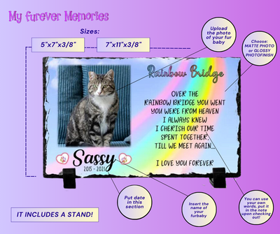 Cat Headstone indoor Personalized Plaque   You left paw prints on my heart  Personalized Picture Keepsake