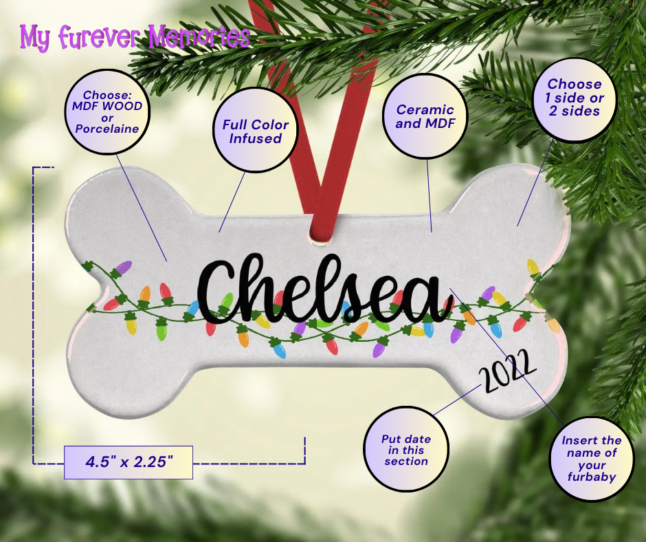 Personalised Dog Christmas Tree Decorations & Name