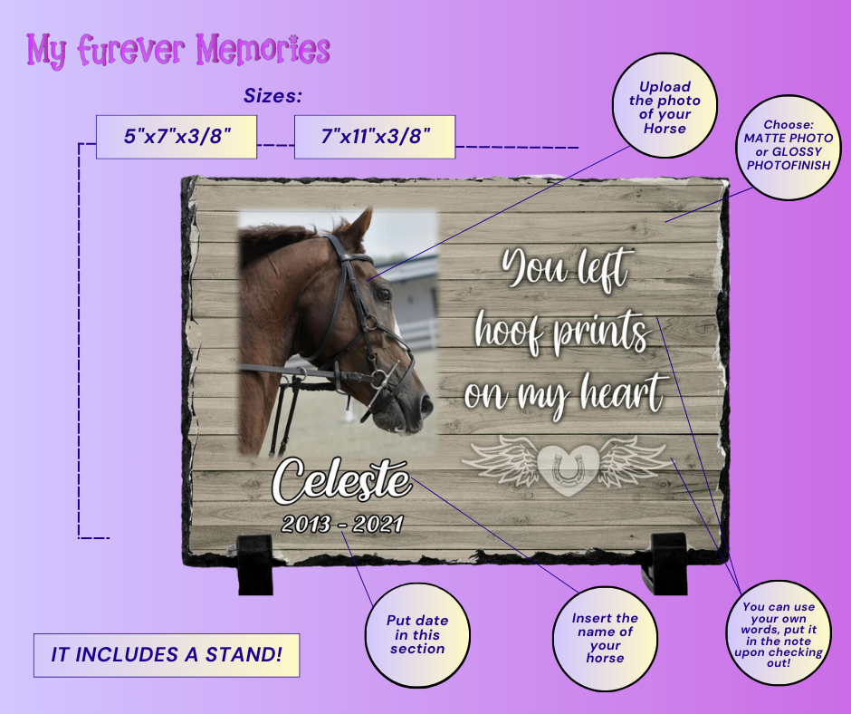 Personalized Horse Memorial Plaque   You Left Hoof Prints on My Heart   Personalized Keepsake