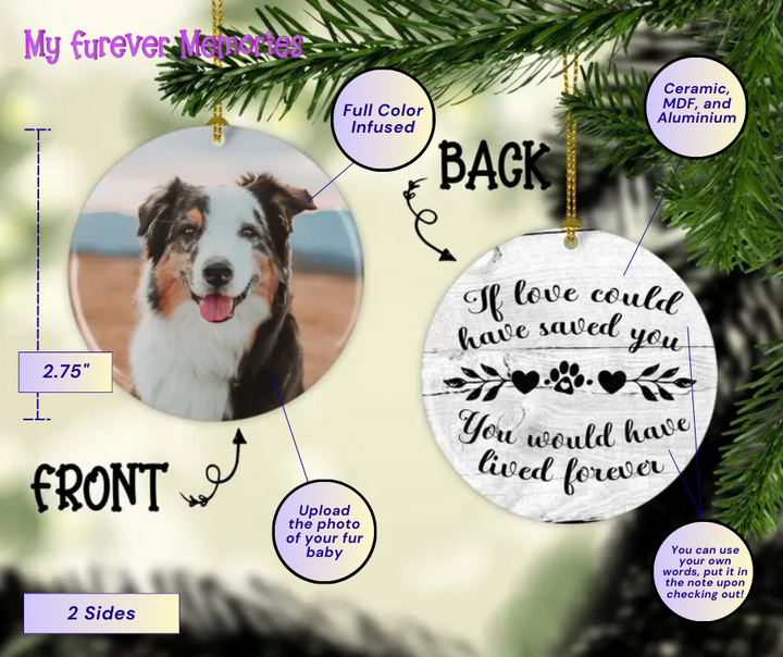 Personalized Dog Memorial  Christmas Ornament If Love Could Have Saved You Personalized Picture Keepsake