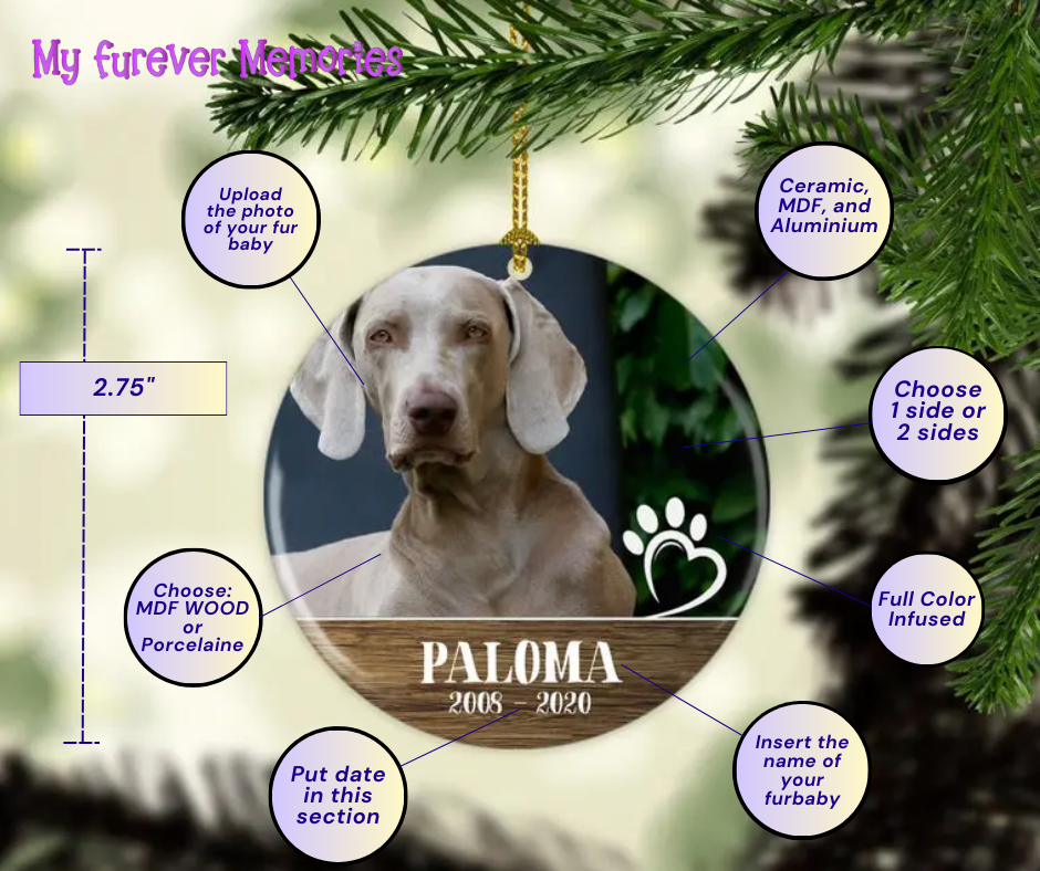 Personalized Dog Memorial  Christmas Ornament Personalized Picture Keepsake