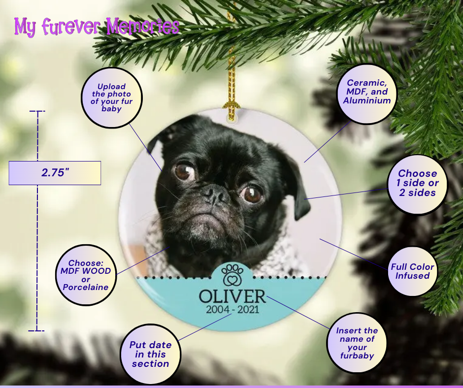 Personalized Dog Memorial  Christmas Ornament Personalized Picture Keepsake