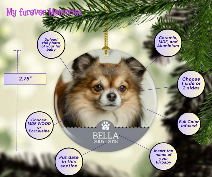 Personalized Dog Memorial  Christmas Ornament Personalized Picture Keepsake