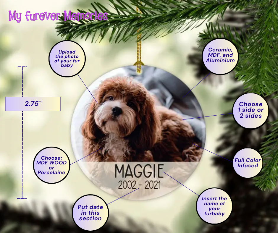 Personalized Dog Memorial  Christmas Ornament Personalized Picture Keepsake