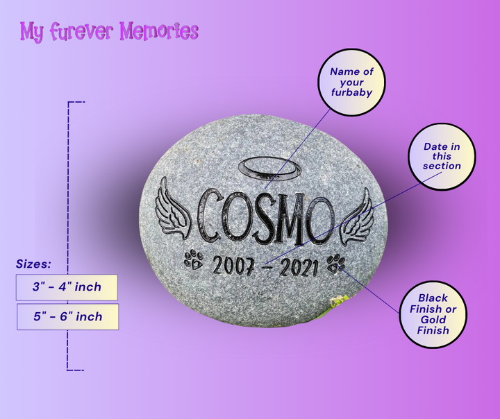 Loss of cat gift Grave Marker Custom Engraved Pet Memorial Stone Angel wings cat or dog loss gift