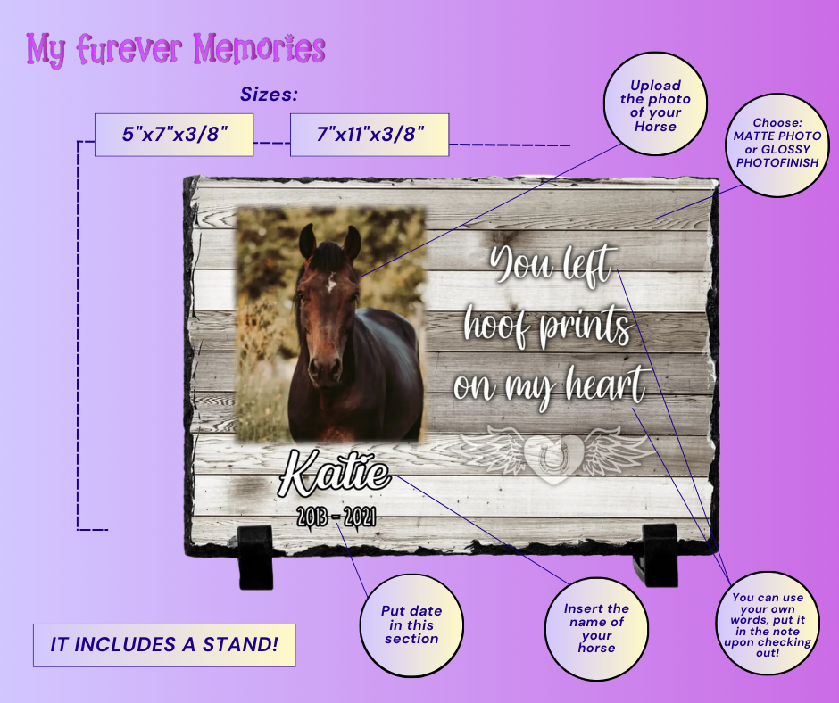 Personalized Horse Memorial Plaque   You Left Hoof Prints on My Heart   Personalized Keepsake