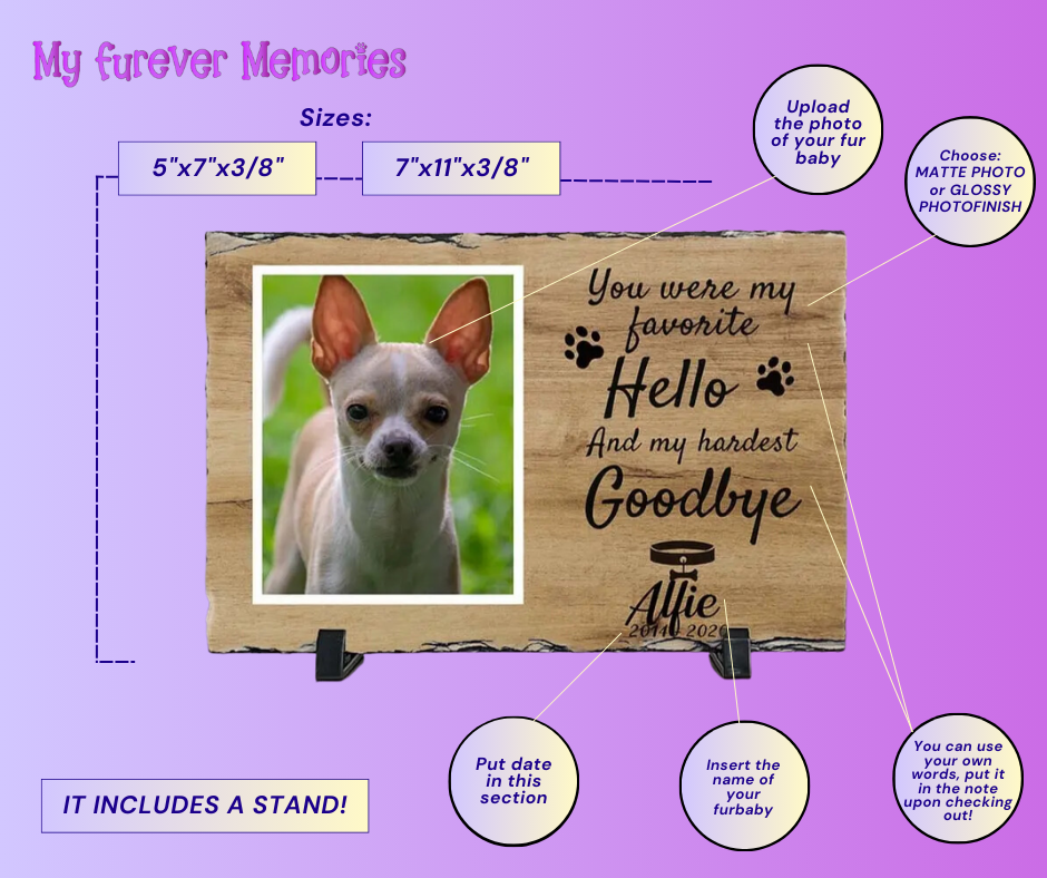 Personalized Dog Memorial Plaque   You Were My Favorite Hello and My Hardest Goodbye  Personalized Picture Keepsake