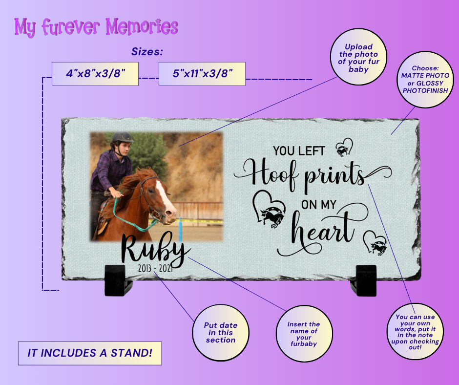 Personalized Horse Memorial Plaque   You Left Hoof Prints on My Heart   Personalized Keepsake