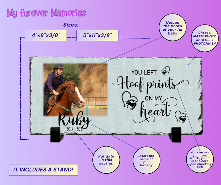 Personalized Horse Memorial Plaque   You Left Hoof Prints on My Heart   Personalized Keepsake