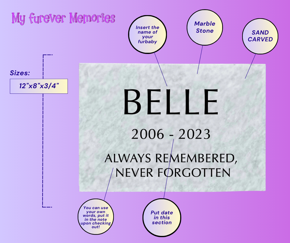 Marble Marker, Pet headstones, Custom Outdoor Engraved In Loving Memory