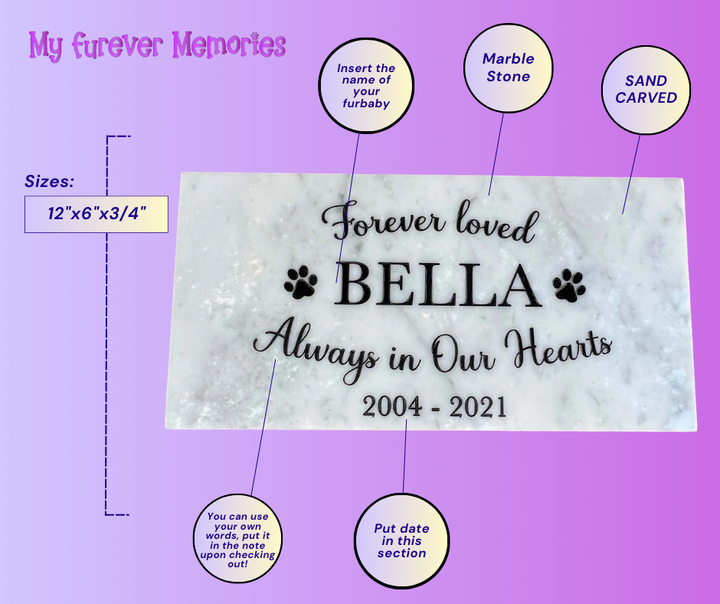 Grave Marker, Pet headstones, Custom Outdoor Engraved Pet Stone In Loving Memory