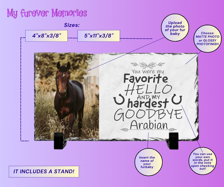 Personalized Horse Memorial Plaque   You Were My Favorite Hello and My Hardest Goodbye  Personalized Picture Keepsake