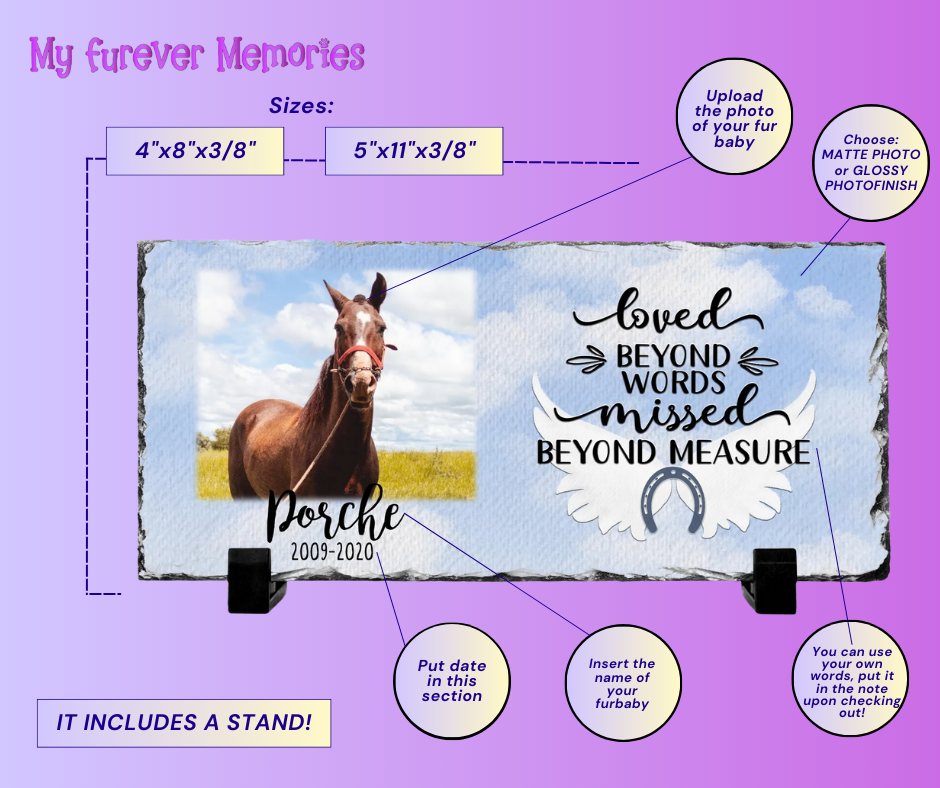 Personalized Horse Memorial Plaque   Loved Beyond Words Missed Beyond Measure  Personalized Picture Keepsake