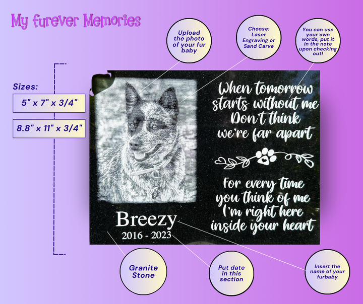 Outdoor Personalized Dog Memorial Plaque When Tomorrow Starts Without Me Don't Think Were Far apart Personalized Outdoor Plaque