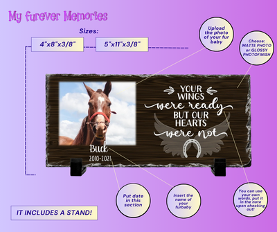 Personalized Horse Memorial Plaque   Your wings were but our hearts were not  Personalized Picture Keepsake