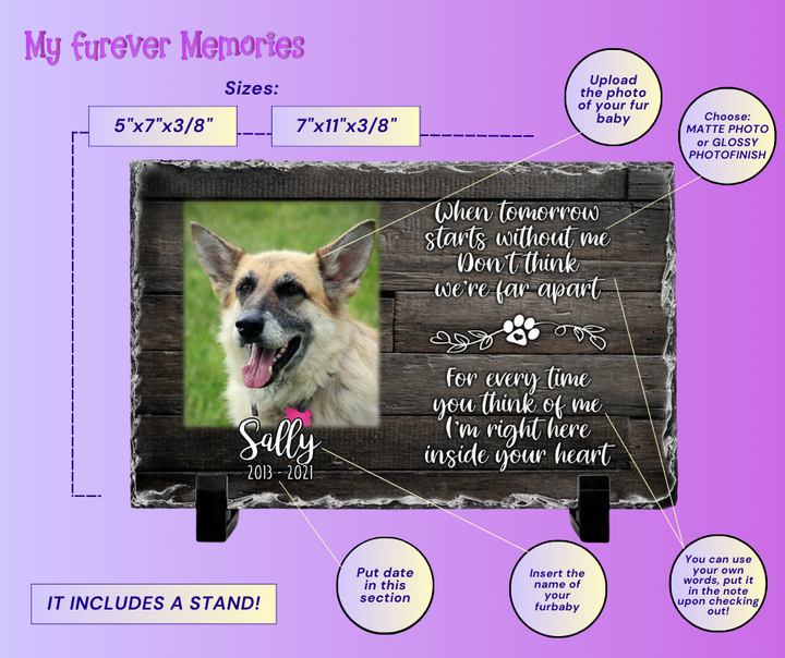 Personalized Dog Memorial   When Tomorrow Starts without me  Personalized Picture Keepsake