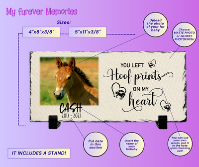 Personalized Horse Memorial Plaque   You Left Hoof Prints on My Heart   Personalized Keepsake
