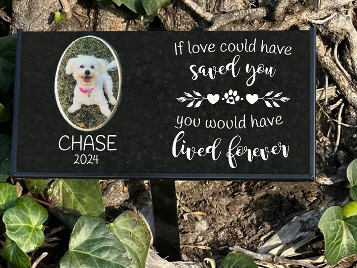 Kiln-fired color porcelain photo example — If Love Could Have Saved You; outdoor stake
