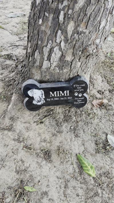 Bone Shape Outdoor Pet Grave Marker Personalized Memorial Plaque Granite