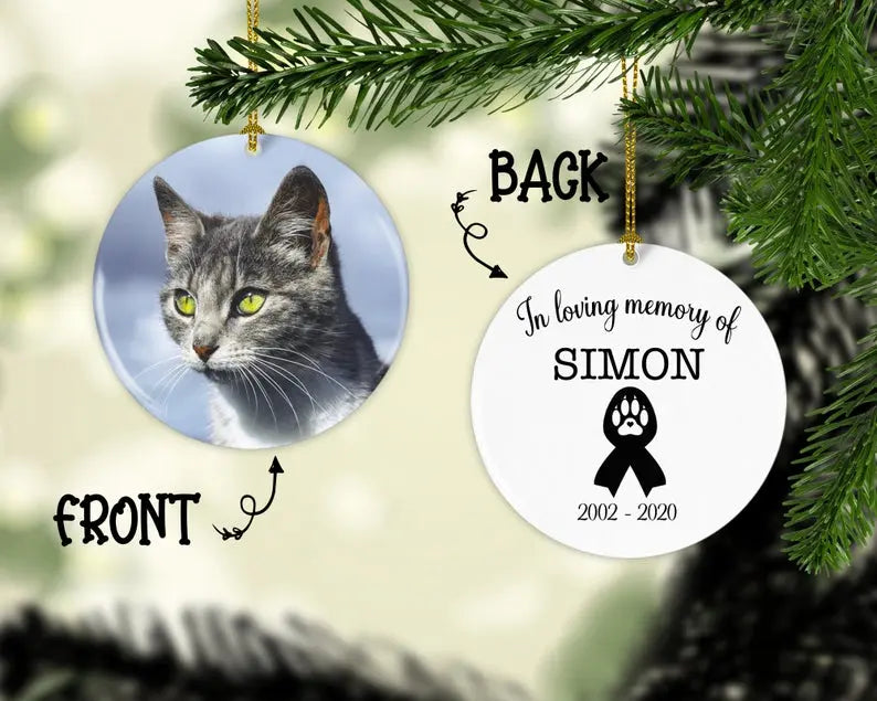 Cat Memorial Christmas Ornament  In Loving Memory Personalized Picture Keepsake Ornaments